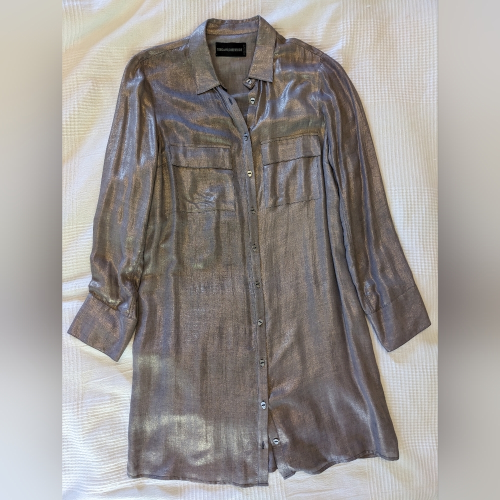 Zadig & Voltaire Deluxe Silver Shirt dress, Small